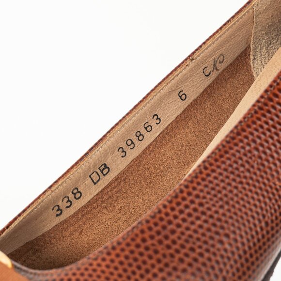 Salvatore Ferragamo Boutique Lillaz Tan Lizard-Embossed Bow Pumps - Picture 10 of 10